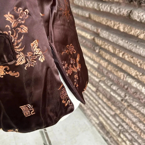 Vintage Chinese Brown Gold Brocade Puffer Quilted Jacket - Picture 3 of 10